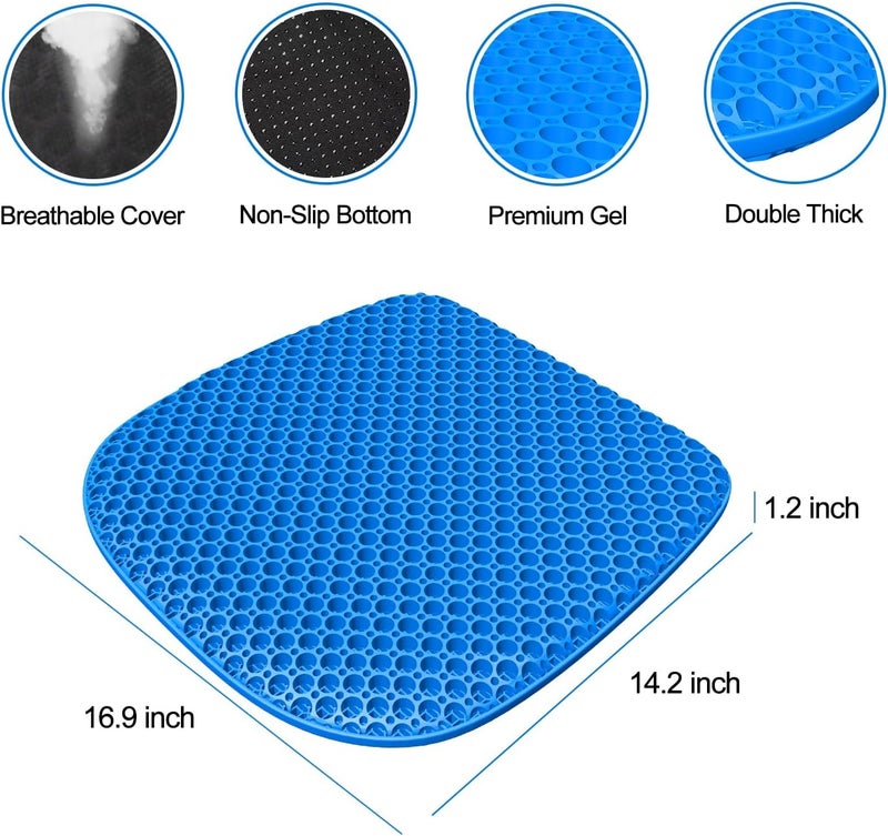 TONINT Large Gel Seat Cushion for Long Sitting with Non-Slip Cover,Soft & Breathable,Seat Cushion for Chair,Car,Office,Desk Chair,Wheelchair - Image 2